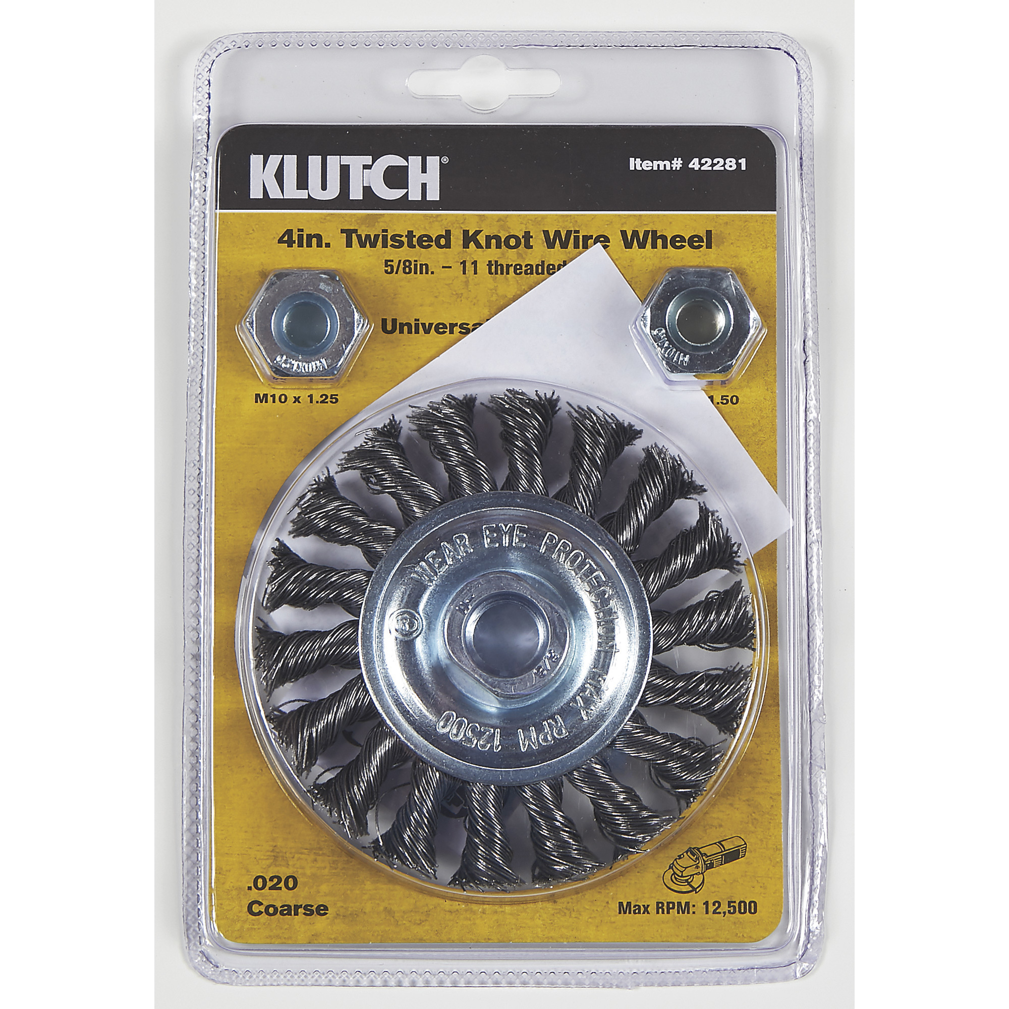 Klutch Twisted Knot Wire Wheel, 4in. Dia., 5/8in. Arbor